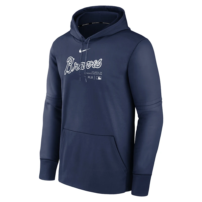 Men's Nike Navy Atlanta Braves Authentic Collection Performance Pullover Hoodie