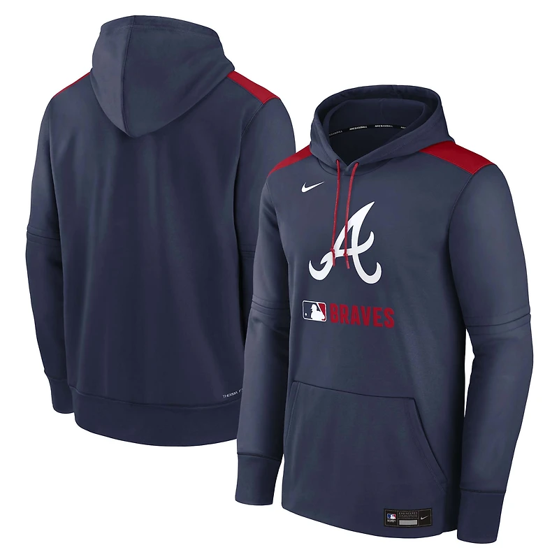 Men's Nike Navy Atlanta Braves Authentic Collection Performance Pullover Hoodie