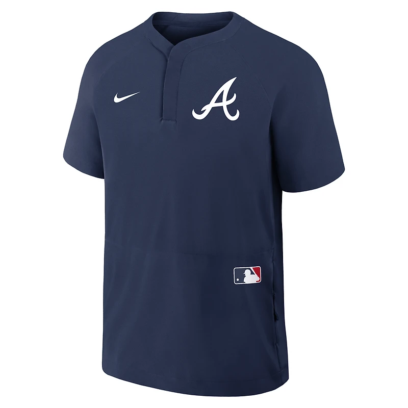 Coupe-vent à manches courtes raglan Nike bleu marine Atlanta Braves Authentic Collection pour homme