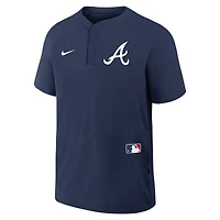 Coupe-vent à manches courtes raglan Nike bleu marine Atlanta Braves Authentic Collection pour homme