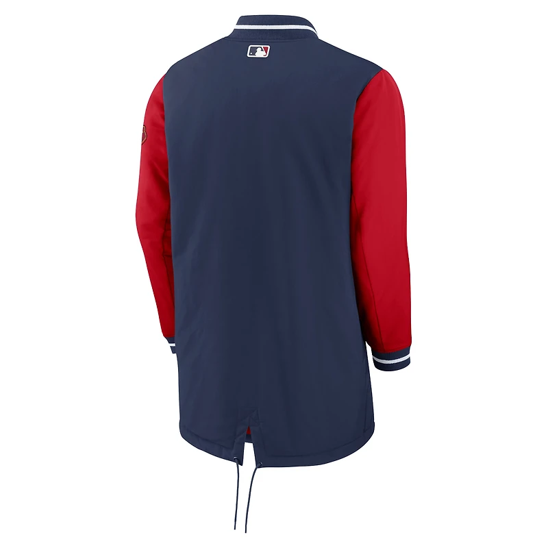 Veste entièrement zippée Nike Atlanta Braves Dugout Performance pour homme, bleu marine