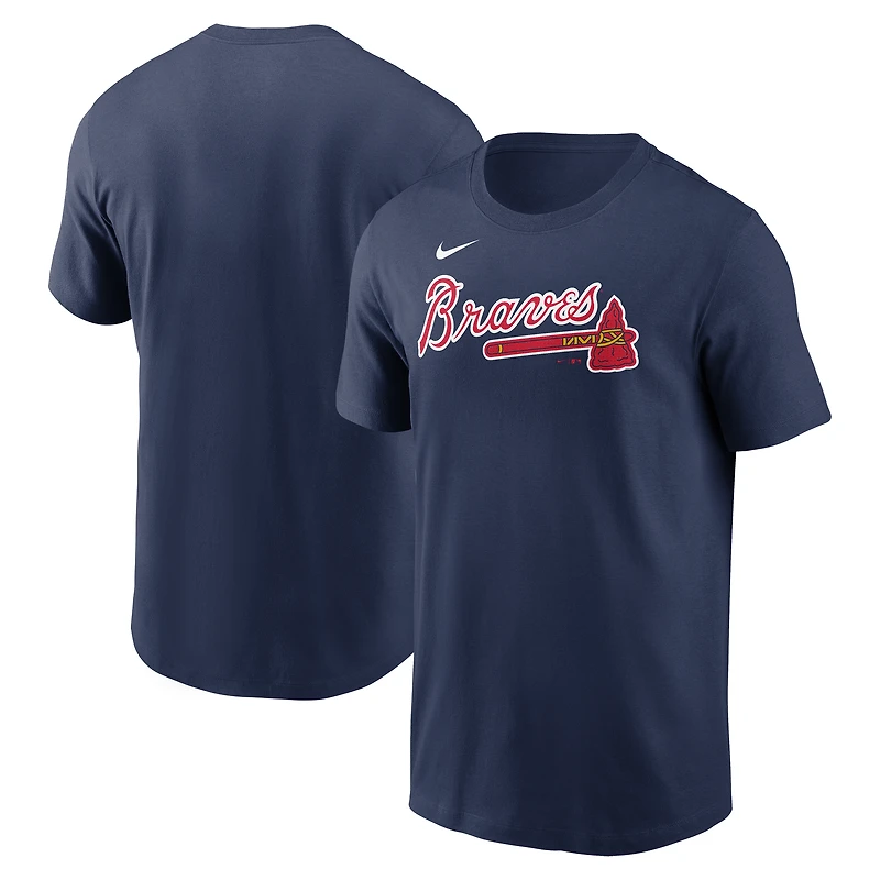 Men's Nike Navy Atlanta Braves Fuse Wordmark T-Shirt