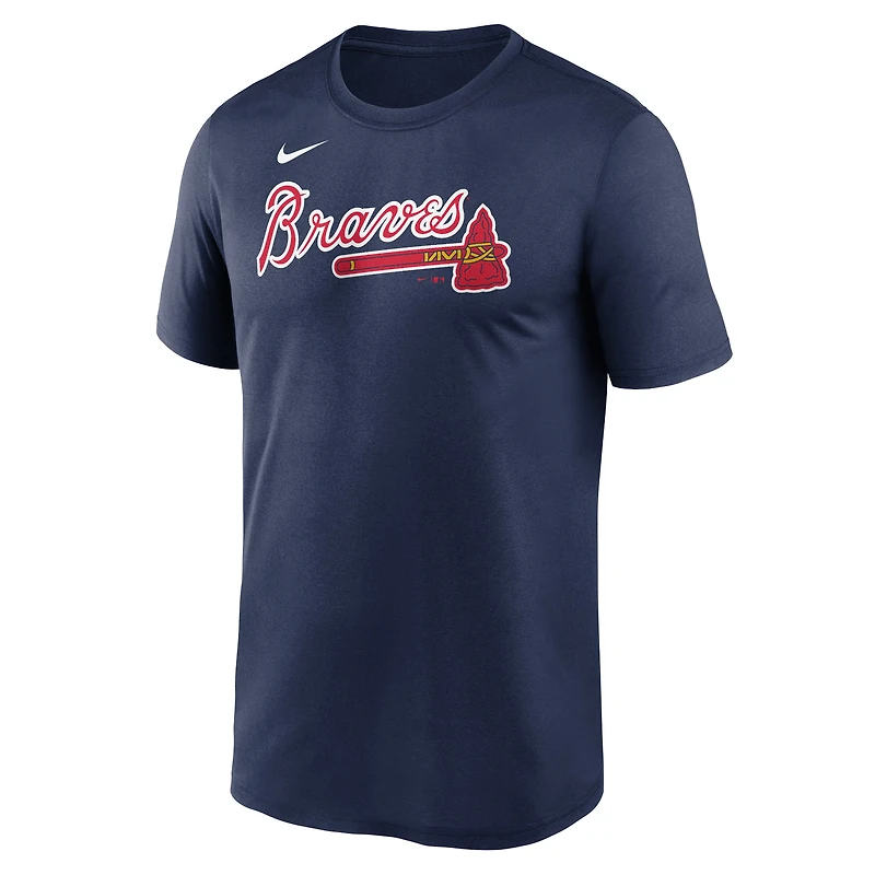 Men's Nike Navy Atlanta Braves Legend Fuse Wordmark T-Shirt
