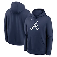 Men's Nike Navy Atlanta Braves Logo Club Fleece Hoodie