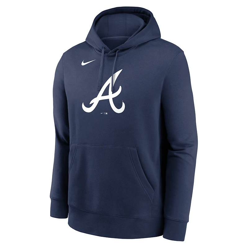 Men's Nike Navy Atlanta Braves Logo Club Fleece Hoodie