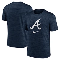 T-shirt Nike bleu marine Atlanta Braves Logo Velocity Performance pour homme