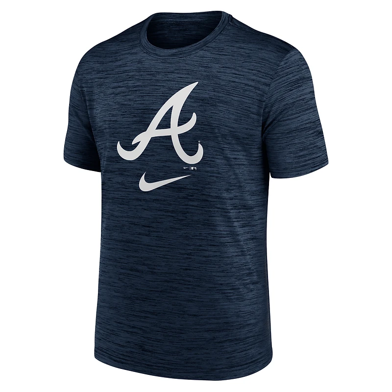 T-shirt Nike bleu marine Atlanta Braves Logo Velocity Performance pour homme
