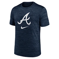 T-shirt Nike bleu marine Atlanta Braves Logo Velocity Performance pour homme