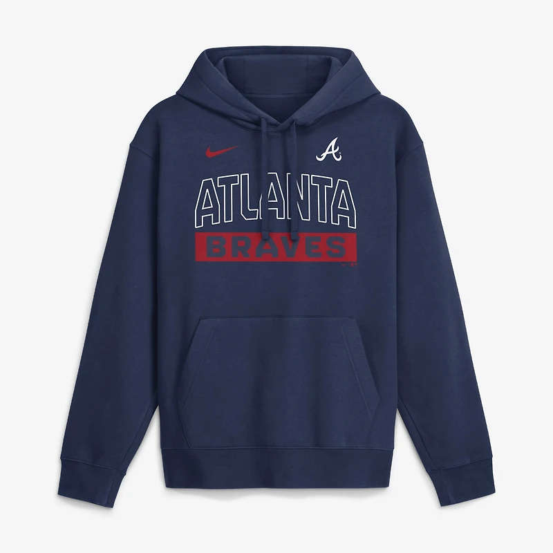 Sweat à capuche Nike Primetime Club Atlanta Braves bleu marine pour homme