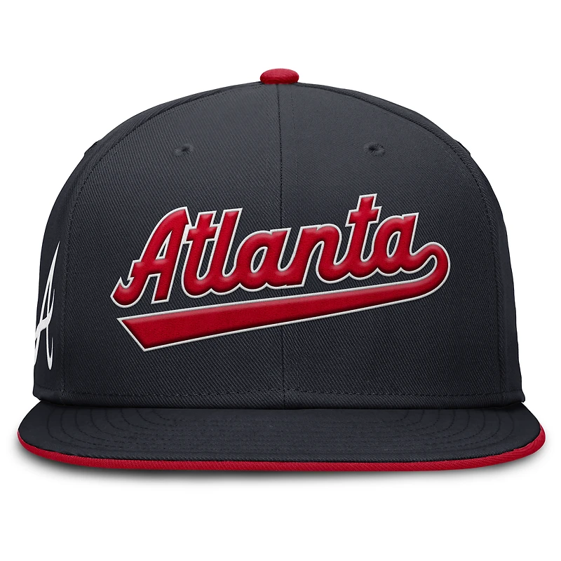 Men's Nike Red Atlanta Braves Wordmark Dri-FIT Round Bill True Fitted Hat