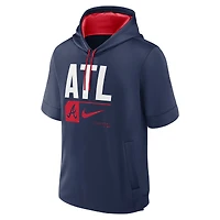 Sweat à capuche manches courtes Nike pour hommes, bleu marine, Atlanta Braves, Tri-Code Lockup