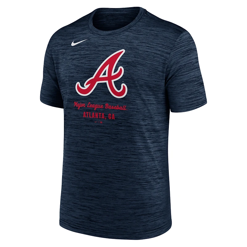 T-shirt Nike bleu marine Atlanta Braves Velocity Performance pour homme