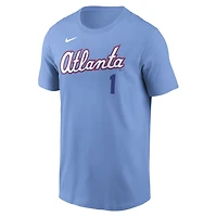 T-shirt Nike Ozzie Albies bleu clair Atlanta Braves 2026 City Connect pour homme, avec nom et numéro