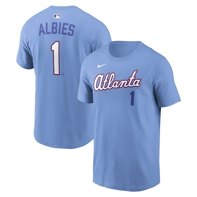 Men's Nike Ozzie Albies Light Blue Atlanta Braves 2026 City Connect Name & Number T-Shirt
