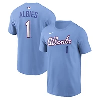 Men's Nike Ozzie Albies Light Blue Atlanta Braves 2026 City Connect Name & Number T-Shirt
