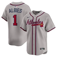 Maillot Nike Ozzie Albies gris des Atlanta Braves en édition limitée pour homme
