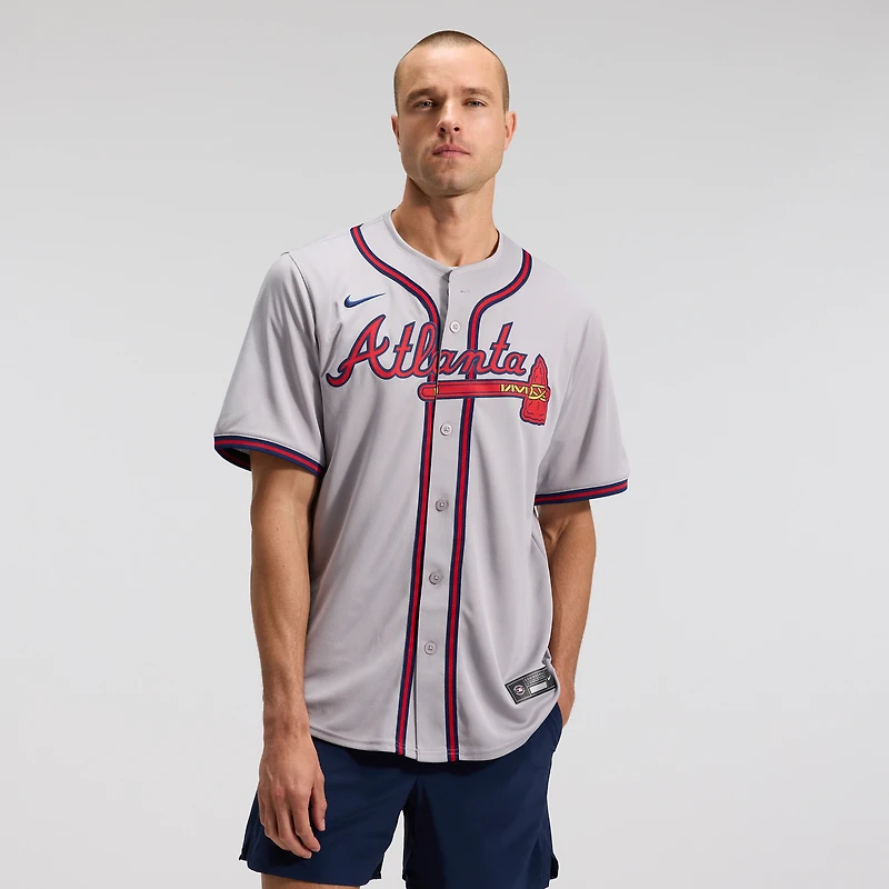 Men's Nike Ozzie Albies Gray Atlanta Braves Road Limited Player Jersey