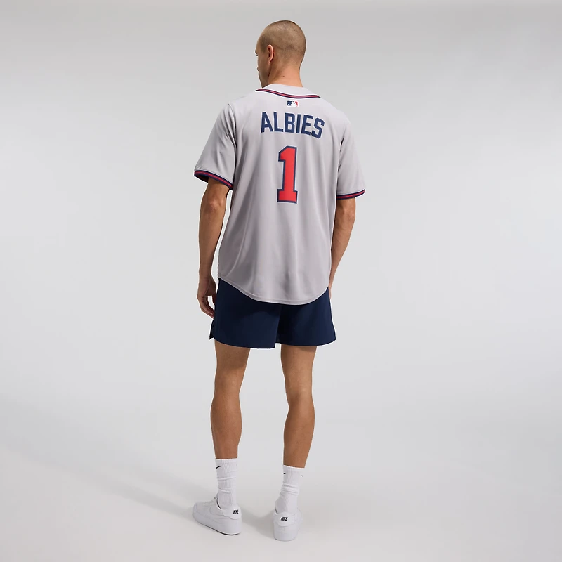 Men's Nike Ozzie Albies Gray Atlanta Braves Road Limited Player Jersey
