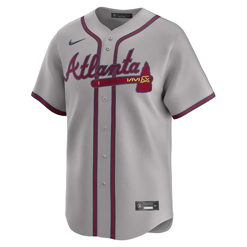Men's Nike Ozzie Albies Gray Atlanta Braves Road Limited Player Jersey