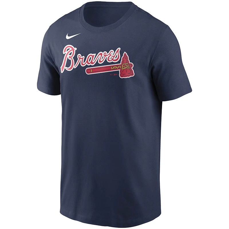 T-shirt Nike bleu marine Ozzie Albies des Atlanta Braves Fuse avec nom et numéro