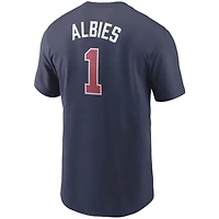 T-shirt Nike bleu marine Ozzie Albies des Atlanta Braves Fuse avec nom et numéro