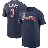 T-shirt Nike bleu marine Ozzie Albies des Atlanta Braves Fuse avec nom et numéro