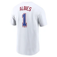 T-shirt Nike Ozzie Albies blanc pour homme Atlanta Braves 2024 City Connect Fuse avec nom et numéro