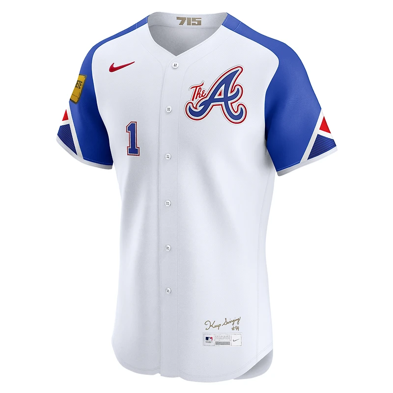 Men's Nike Ozzie Albies White Atlanta Braves City Connect Elite Jersey