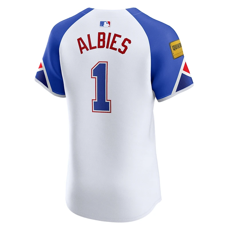 Men's Nike Ozzie Albies White Atlanta Braves City Connect Elite Jersey