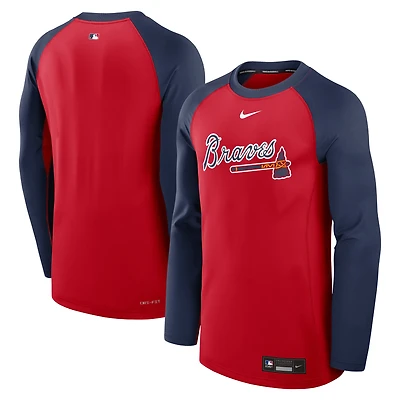 Sweat-shirt à capuche Nike rouge/bleu marine Atlanta Braves Authentic Collection Game Time Performance pour homme