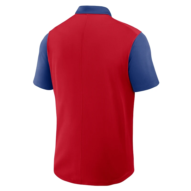 Polo Nike Dri-FIT Victory à blocs de couleur rouge/bleu royal des Braves d'Atlanta pour homme, collection Cooperstown
