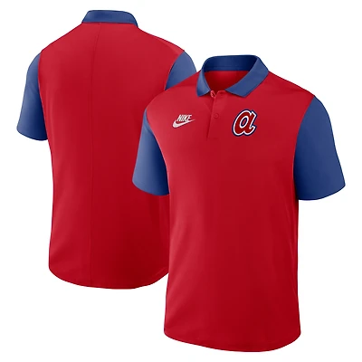 Men's Nike Red/Royal Atlanta Braves Cooperstown Collection Color-Block Victory Dri-FIT Polo