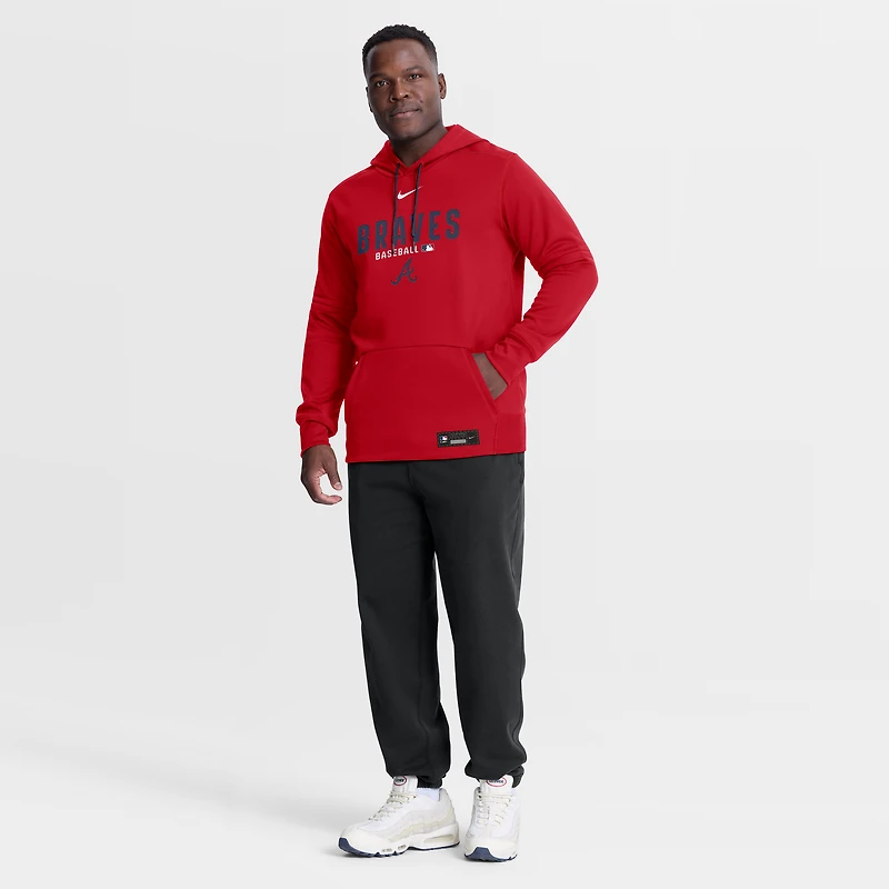 Men's Nike Red Atlanta Braves Authentic Collection Therma-FIT Hoodie