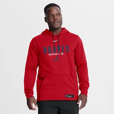 Sweat à capuche Nike Therma-FIT rouge Atlanta Braves Authentic Collection pour homme