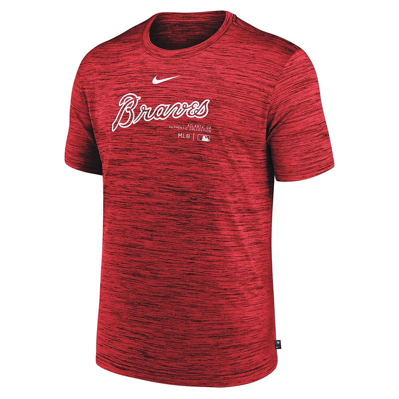 T-shirt Nike rouge Atlanta Braves Authentic Collection Velocity Performance pour homme