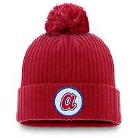 Men's Nike Red Atlanta Braves Cooperstown Collection Patch Cuffed Knit Hat with Pom