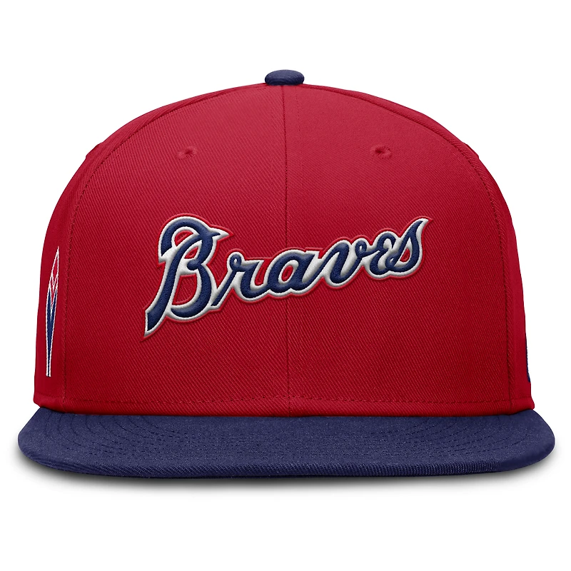 Men's Nike Red Atlanta Braves Cooperstown Two-Tone Dri-FIT Round Bill True Fitted Hat