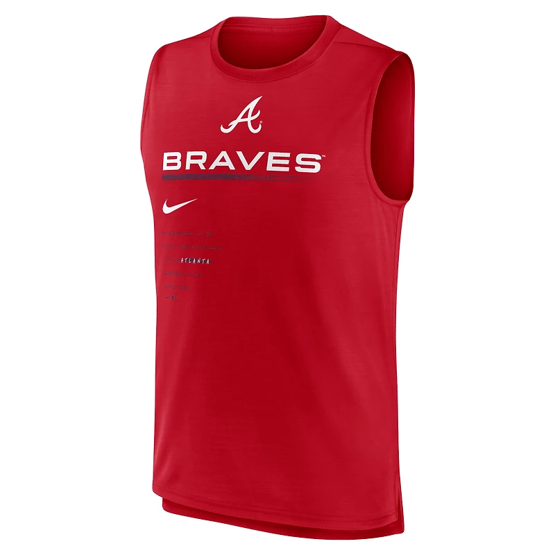 Débardeur Nike pour homme Atlanta Braves Exceed Performance rouge