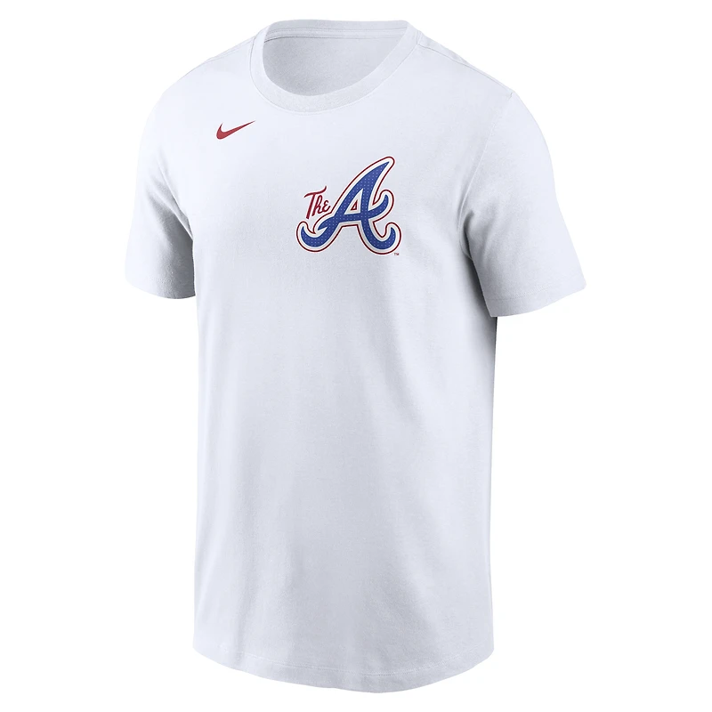 T-shirt Nike Ronald Acuña Jr. blanc pour hommes des Braves d'Atlanta City Connect Fuse avec nom et numéro