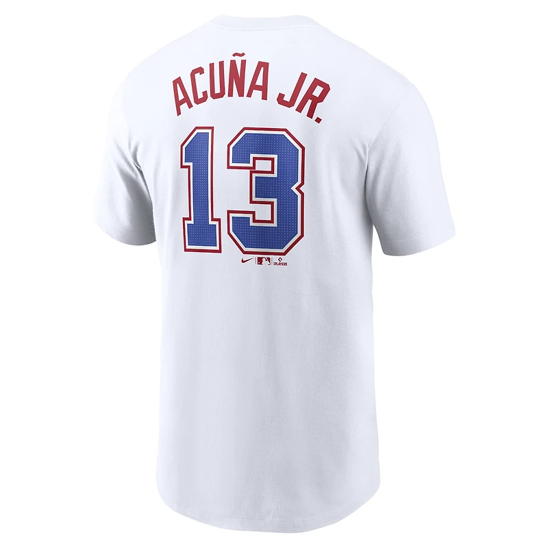 T-shirt Nike Ronald Acuña Jr. blanc pour hommes des Braves d'Atlanta City Connect Fuse avec nom et numéro