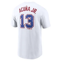 T-shirt Nike Ronald Acuña Jr. blanc pour hommes des Braves d'Atlanta City Connect Fuse avec nom et numéro