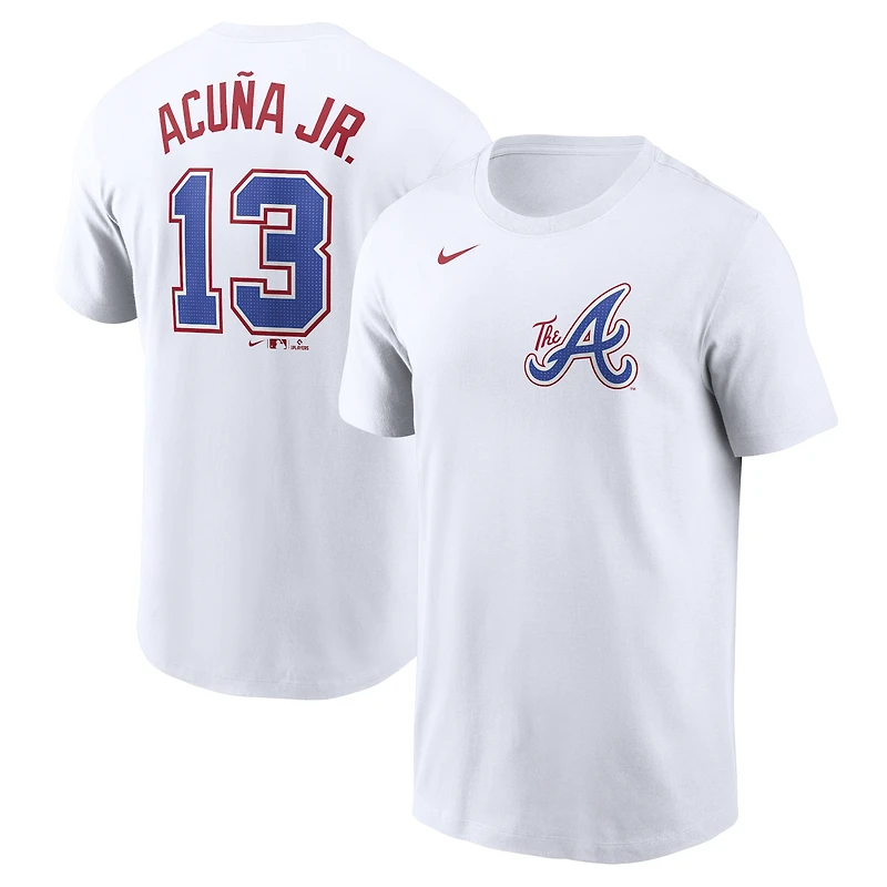 T-shirt Nike Ronald Acuña Jr. blanc pour hommes des Braves d'Atlanta City Connect Fuse avec nom et numéro