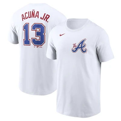 T-shirt Nike Ronald Acuña Jr. blanc pour hommes des Braves d'Atlanta City Connect Fuse avec nom et numéro