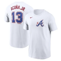 T-shirt Nike Ronald Acuña Jr. blanc pour hommes des Braves d'Atlanta City Connect Fuse avec nom et numéro