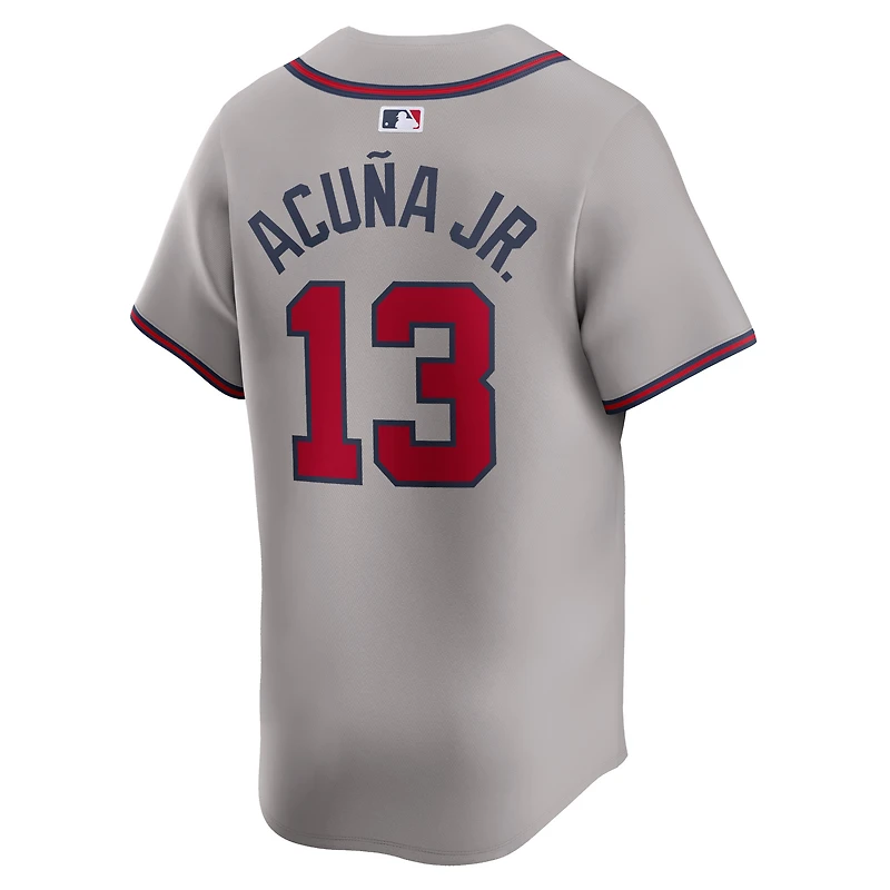Maillot de joueur Nike Ronald Acuña Jr. pour hommes, gris, Atlanta Braves Away Limited Player