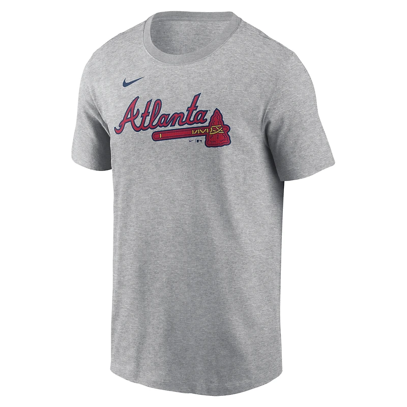Men's Nike Ronald Acuña Jr. Gray Atlanta Braves Fuse Name & Number T-Shirt