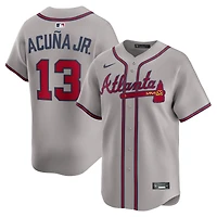 Maillot Nike Ronald Acuña Jr. pour homme, gris, Atlanta Braves Road Limited, joueur