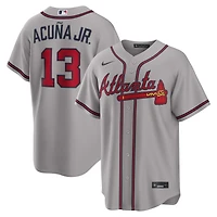 Men's Nike Ronald Acuña Jr. Gray Atlanta Braves Road Replica Jersey