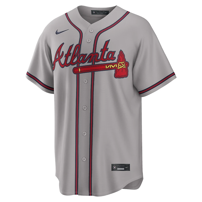 Maillot Nike Ronald Acuña Jr. pour homme, gris, Atlanta Braves Road Replica