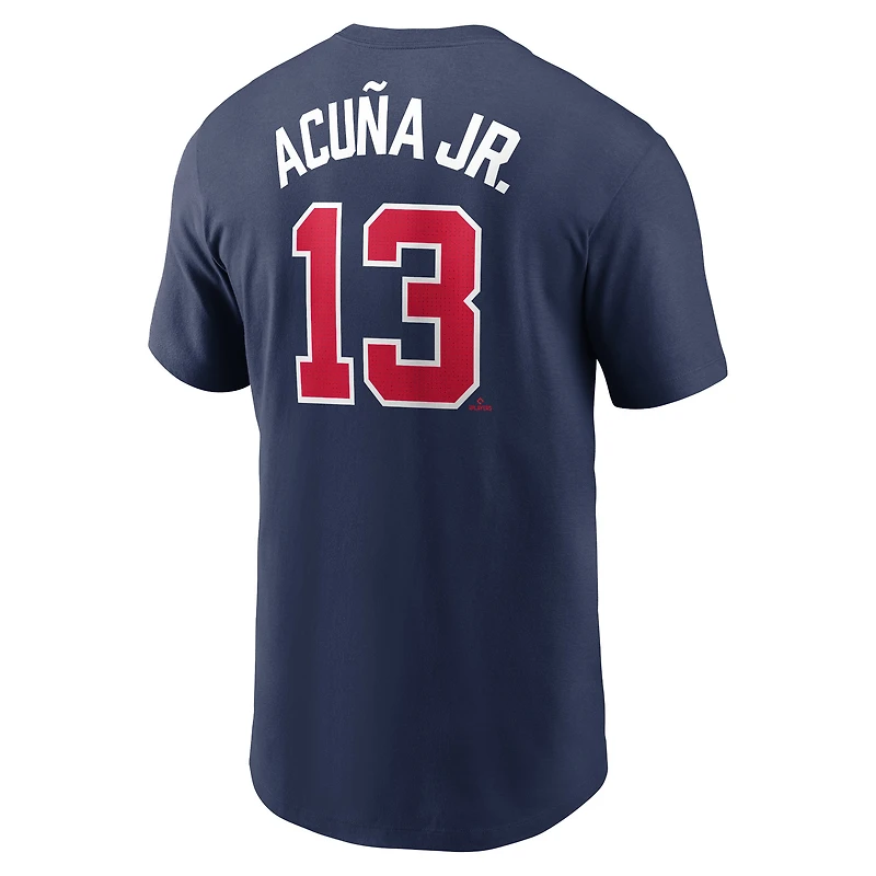 Men's Nike Ronald Acuña Jr. Navy Atlanta Braves Fuse Name & Number T-Shirt